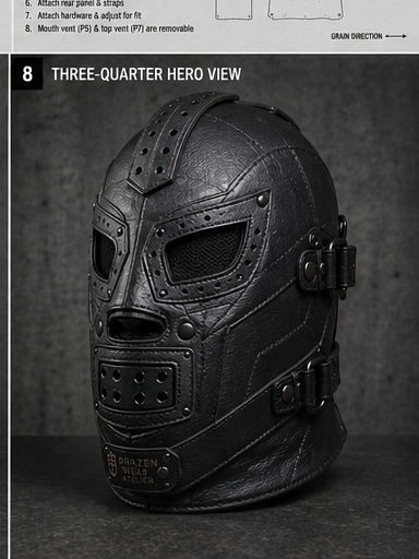 FEROX Mask, three-quarter view. Development render — pending final photography.