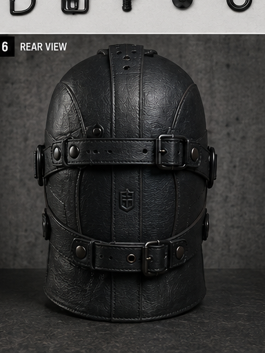 FEROX Mask, rear view showing closure. Development render — pending final photography.